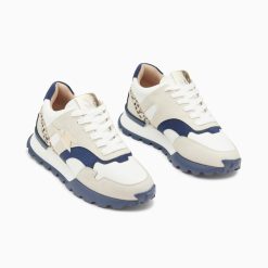 Vanessa Wu Sneakers | Baskets Eclair Liena Bleu Et Or A Semelle Running