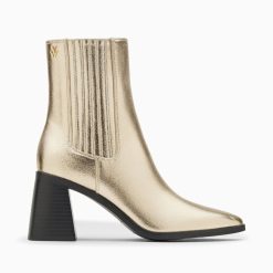 Vanessa Wu Bottines | Bottines Montantes Taylor Or A Talon Trapeze