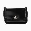 Vanessa Wu Sacs | Sac Bandouliere Bertina Noir A Rabat Et Faux Shearling