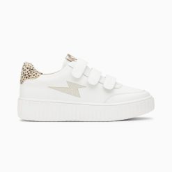 Vanessa Wu Sneakers | Baskets Eclair Damia Blanc Et Leopard A Scratchs