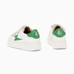 Vanessa Wu Sneakers | Baskets Eclair Elsa Blanc Et Vert Menthe Croco A Scratchs