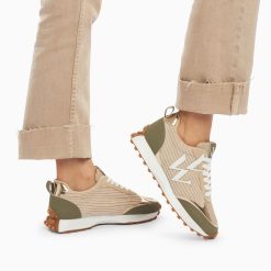 Vanessa Wu Sneakers | Baskets Monogramme Athenais Beige Et Kaki A Semelle Running