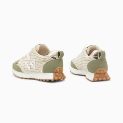 Vanessa Wu Sneakers | Baskets Monogramme Athenais Beige Et Kaki A Semelle Running