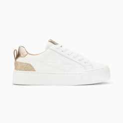 Vanessa Wu Sneakers | Baskets Eclair Miley Blanc Et Or A Lacets