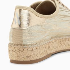 Vanessa Wu Sneakers | Baskets Espadrilles Kourtney Or Imprime Zebre A Lacets