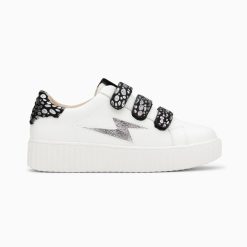 Vanessa Wu Sneakers | Baskets Eclair Daisy Blanc Et Argent A Scratchs Leopard