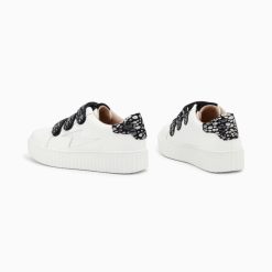 Vanessa Wu Sneakers | Baskets Eclair Daisy Blanc Et Argent A Scratchs Leopard