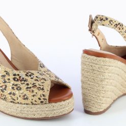 Vanessa Wu Sandales A Talon, Compensees | Sandales Compensees Gaelle En Tweed Leopard Beige