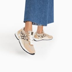 Vanessa Wu Sneakers | Baskets Montorgueil Beige Et Leopard A Lacets