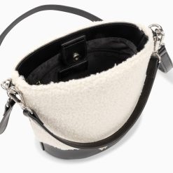 Vanessa Wu Sacs | Sac Seau Milou Ivoire Et Noir En Faux Shearling