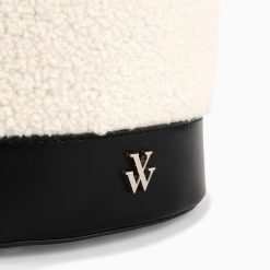 Vanessa Wu Sacs | Sac Seau Milou Ivoire Et Noir En Faux Shearling