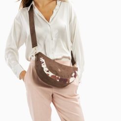 Vanessa Wu Sacs | Sac Demi-Lune Rym Taupe Bi-Matiere