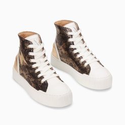 Vanessa Wu Sneakers | Baskets Eclair Mucella Montantes Serpent Et Or