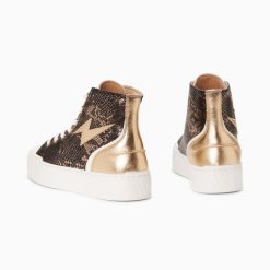 Vanessa Wu Sneakers | Baskets Eclair Mucella Montantes Serpent Et Or