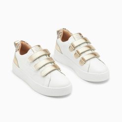 Vanessa Wu Sneakers | Baskets Eclair Oxanna Blanches A Scratchs Or