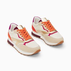 Vanessa Wu Sneakers | Baskets Jade Or Et Orange A Semelle Running