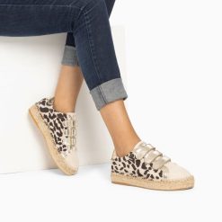 Vanessa Wu Sneakers | Baskets Espadrilles Alyssa Leopard Et Or A Scratchs