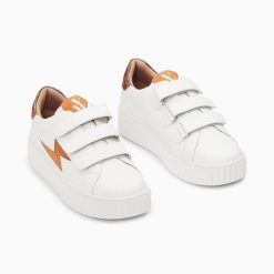 Vanessa Wu Sneakers | Baskets Eclair Susan Blanc Et Ocre A Scratchs