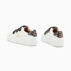 Vanessa Wu Sneakers | Baskets Eclair Daisy Blanc Et Or A Scratchs Leopard