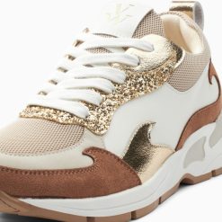 Vanessa Wu Sneakers | Baskets Flamme Juliette Blanc Et Camel