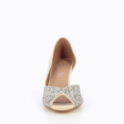 Vanessa Wu Escarpins | Escarpins Peep-Toe Diane Creme Et Argent