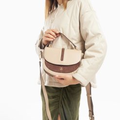 Vanessa Wu Sacs | Sac A Main Loeline Bi-Matiere Taupe