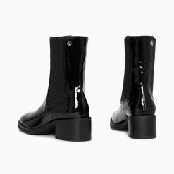 Vanessa Wu Bottines | Bottines Chelsea Carole Montantes Noires Vernies