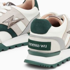 Vanessa Wu Sneakers | Baskets Eclair Liena Vert Et Anthracite A Semelle Running