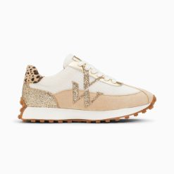 Vanessa Wu Sneakers | Baskets Monogramme Faustine Ivoire Et Beige A Semelle Running