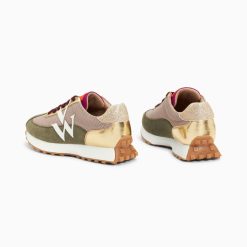 Vanessa Wu Sneakers | Baskets Monogramme Faustine Beige Et Kaki A Semelle Running