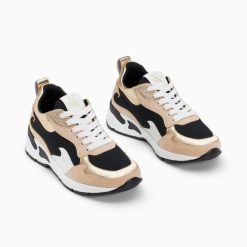 Vanessa Wu Sneakers | Baskets Flamme Juliette Noir Et Beige