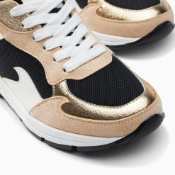 Vanessa Wu Sneakers | Baskets Flamme Juliette Noir Et Beige