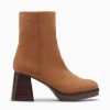 Vanessa Wu Bottines | Bottines Marina Camel A Plateforme Et Talon Bois