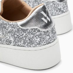 Vanessa Wu Sneakers | Baskets Eclair Elise Argent Paillete A Lacets