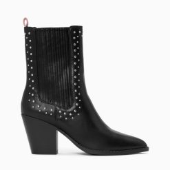 Vanessa Wu Bottines | Bottines Santiags Rivoli Montantes Noires A Clous