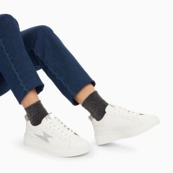 Vanessa Wu Sneakers | Baskets Eclair Tania Blanc Et Argent A Paillettes