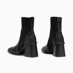 Vanessa Wu Bottines | Bottines Chaussettes Jinger Noires A Talon Trapeze