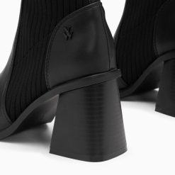 Vanessa Wu Bottines | Bottines Chaussettes Jinger Noires A Talon Trapeze