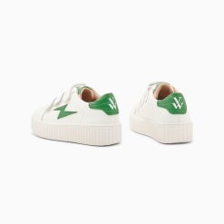 Vanessa Wu Sneakers | Baskets Eclair Mini Elsa Blanc Et Vert Menthe Croco A Scratchs