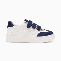 Vanessa Wu Sneakers | Baskets Marie Blanc Et Bleu Marine A Scratchs