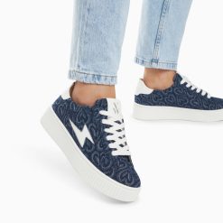 Vanessa Wu Sneakers | Baskets Eclair Enola Denim Coeur A Lacets