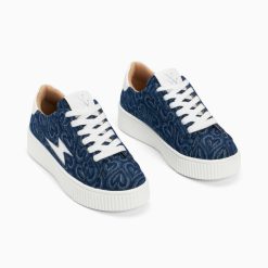 Vanessa Wu Sneakers | Baskets Eclair Enola Denim Coeur A Lacets