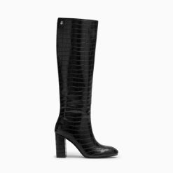 Vanessa Wu Bottes, Cuissardes | Bottes Diana Noir Croco A Talon