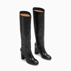 Vanessa Wu Bottes, Cuissardes | Bottes Diana Noir Croco A Talon