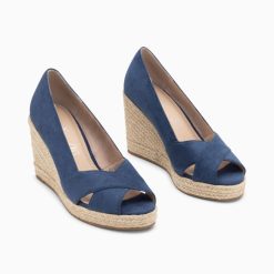 Vanessa Wu Sandales A Talon, Compensees | Sandales Compensees Peep-Toe Leonie Bleu Marine