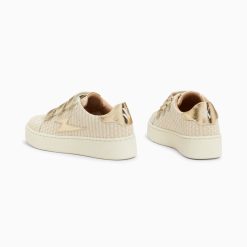 Vanessa Wu Sneakers | Baskets Eclair Louise Beige Et Or A Scratchs