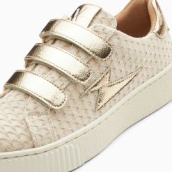 Vanessa Wu Sneakers | Baskets Eclair Louise Beige Et Or A Scratchs