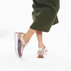 Vanessa Wu Sneakers | Baskets Monogramme Adelie Violet Et Beige A Semelle Running