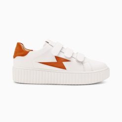 Vanessa Wu Sneakers | Baskets Eclair Kim Blanc Et Orange A Scratchs