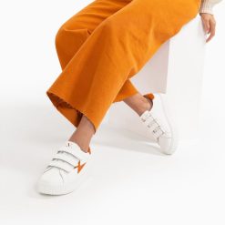 Vanessa Wu Sneakers | Baskets Eclair Kim Blanc Et Orange A Scratchs